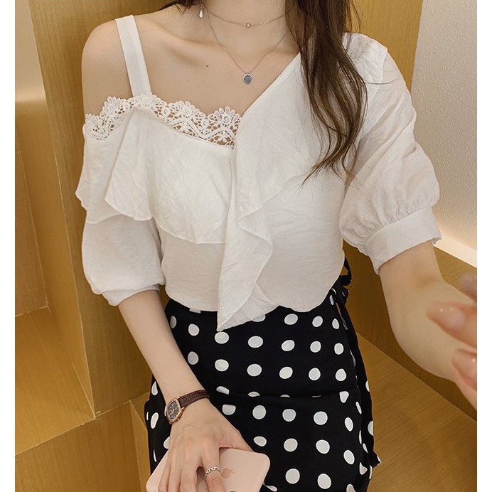 Áo nữ lêch vai phối bèo ale54