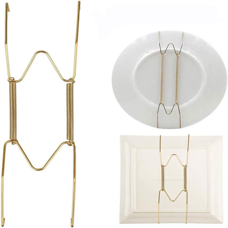 Set 10 móc treo đĩa sứ trang trí màu vàng 6 inch
