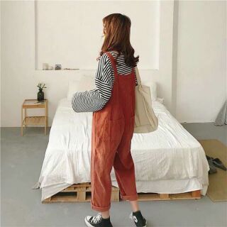 Quần yếm kaki đen và cam