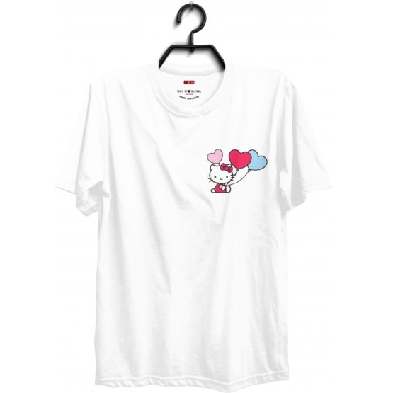 Áo Thun Trắng Cổ Đứng In Hình Hello Kitty Hiện Đại 2021