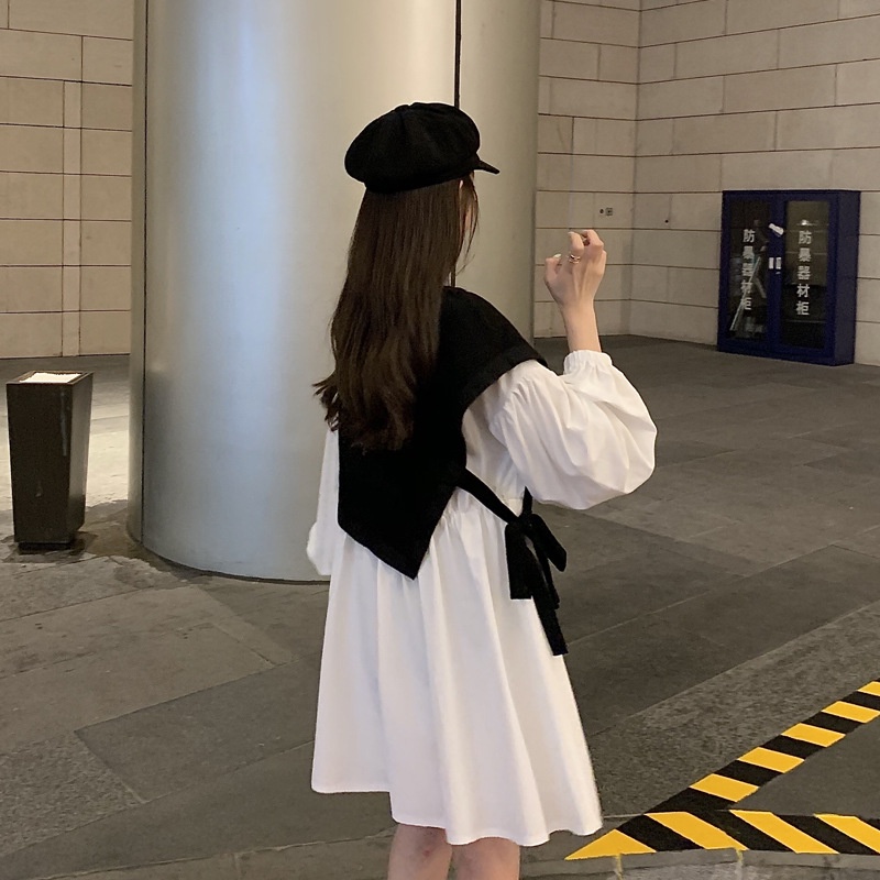 IELGYĐầm Tay Dài Màu Trơn Mỏng Che Bụng Phong Cách Hàn Quốc Thời Trang Cho Nữ