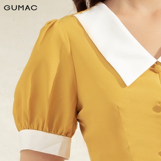 Đầm nữ phối lá cổ trắng DA1108 GUMAC