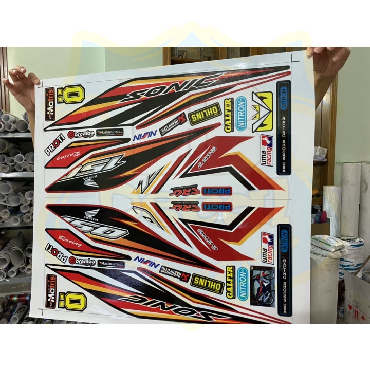 ( Quí khách vui lòng mang ra tiệm cho thợ dán ) Tem sonic 150 trắng đỏ v3