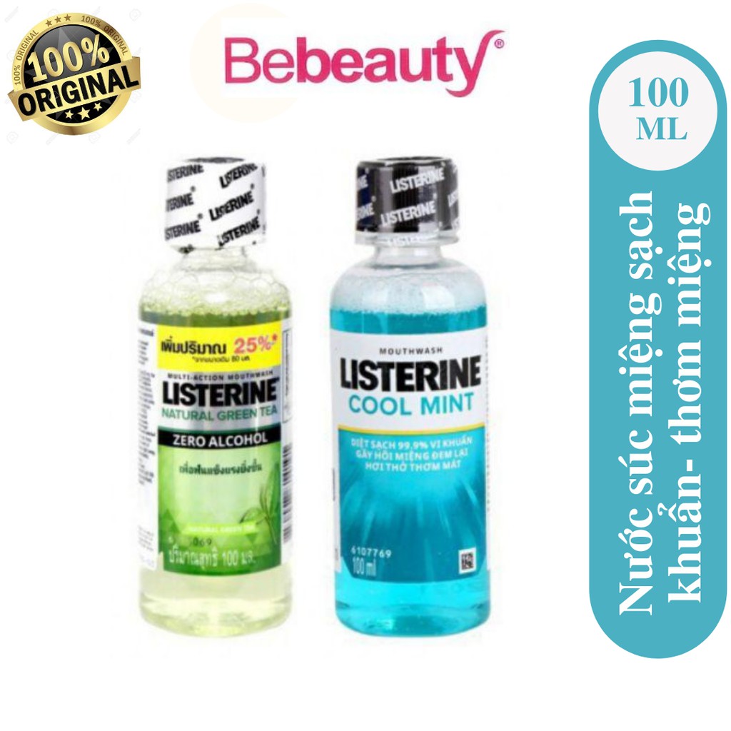 Nước Súc Miệng Listerine Hương Bạc Hà Coll Mint 100ml  & Trà Xanh 100ml