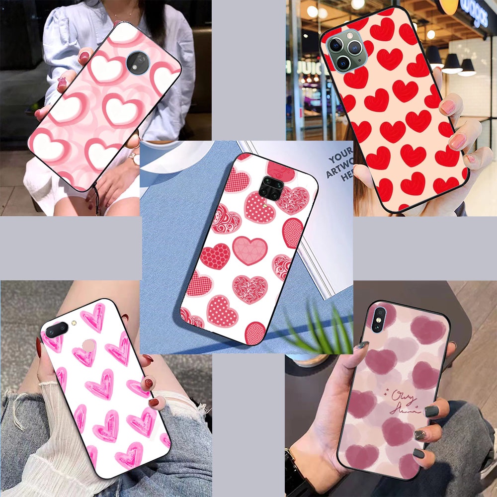 Ốp Điện Thoại TPU Dẻo Màu Hồng Họa Tiết Trái Tim Cho iPhone 6S XR 11 6 5 5S 8 7 Pro Plus SE Max Lite Pro KS-87