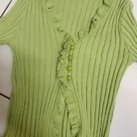 (Có sẵn)Áo croptop phối bèo chất thun len tăm