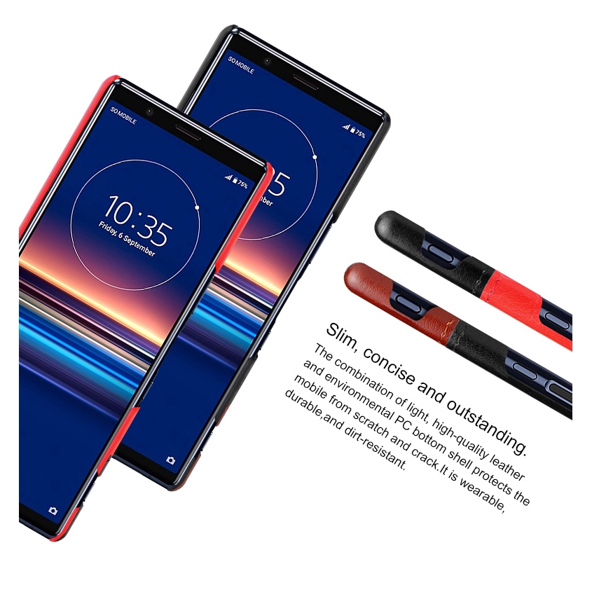 Ốp điện thoại Imak da PU + PC cứng chống sốc thời trang cho Sony Xperia 5