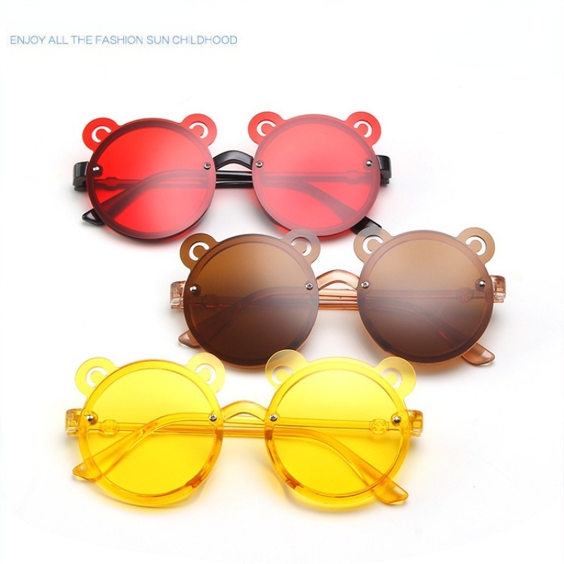 Kính Mát Gọng Tròn Nhiều Màu Sắc Họa Tiết Tai Gấu Thời Trang Cho Bé