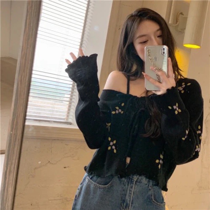 [ORDER TAOBAO] SET ÁO CARDIGAN THÊU HOA | BigBuy360 - bigbuy360.vn