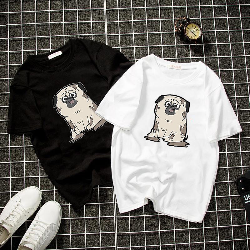 Áo thun unisex form rộng cún con dễ thương vải dày mịn 2019T2152