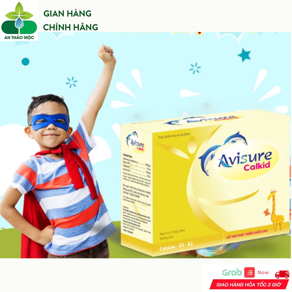 Siro Ống Bẻ Avisure Calkid Bổ Sung Canxi Nano Giúp Bé Phát Triển Chiều Cao Xương Răng Chắc Khỏe.Hộp 20 Ống