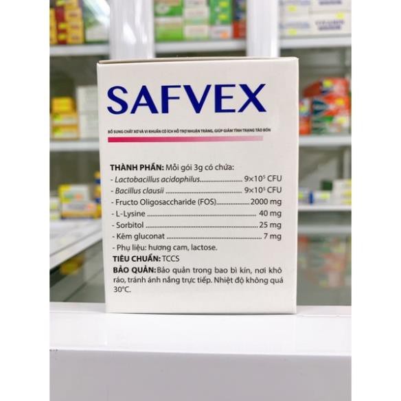 Safvex – Men vi sinh hỗ trợ giảm táo bón, hộp 30 gói x 3g
