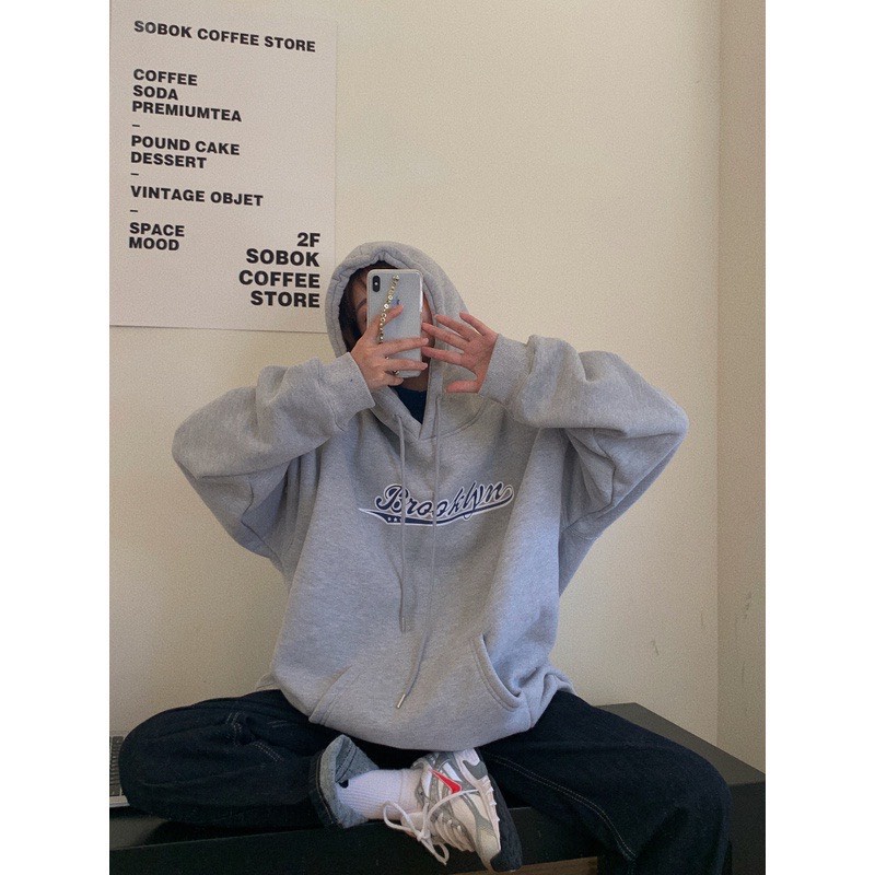 Áo Hoodie Brooklyn Tay Chuông PEONYB Unisex [FREESHIP]  Nỉ form rộng kiểu dáng bồng oversize vintage hàn quốc đẹp