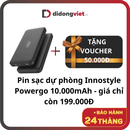 Pin sạc dự phòng Innostyle Powergo 10.000mAh - TẶNG VOUCHER GIẢM 50K