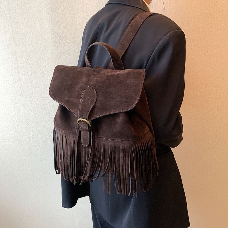 Túi Đeo Vai Hình Vuông Cỡ Nhỏ Thiết Kế Tua Rua Phong Cách Cổ Điển Thời Trang Mới