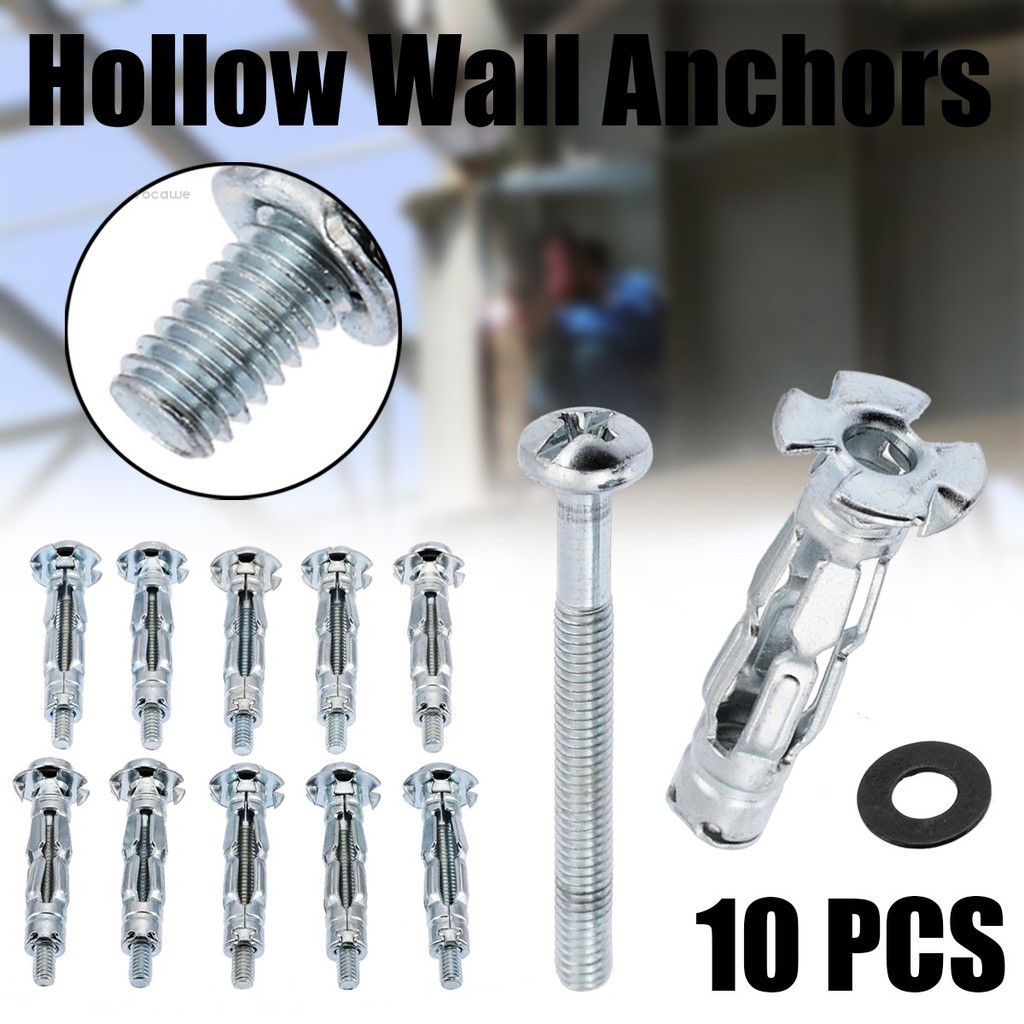 Set 10 bu lông neo rỗng M4X32 cho kim loại / khoang / tấm thạch cao cắm / vít cố định chuyên dụng