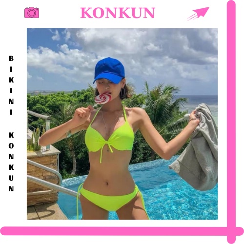 Sét bikini 2 mảnh áo ngực quần chip cột nơ (9 màu) KONKUN MS100