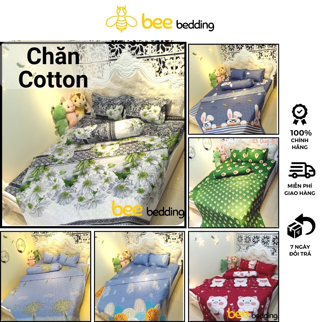 Chăn mùa hè cotton poly Bee Bedding trần bông 3 lớp, mua cái chăn mền chần vải dầy giá lại rẻ, dùng mùa xuân hè thu