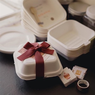 Sỉ 100 Hộp bã mía vuông Hamburger - đựng bánh kem, bánh bento, bánh gato