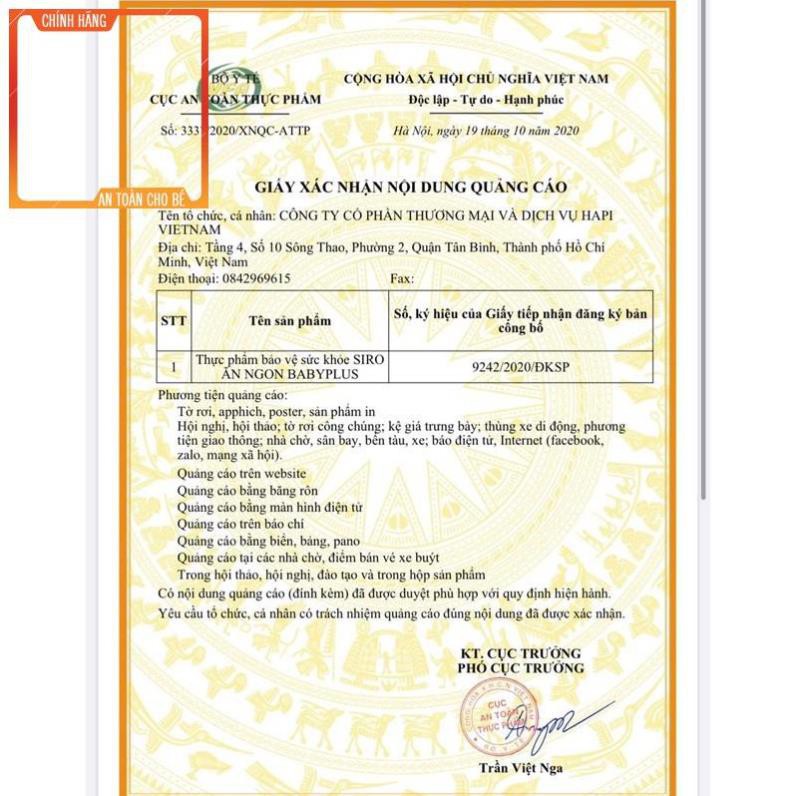 Siro BabyPlus giúp cho bé hết biếng ăn, giúp bé ăn ngon hơn, tăng cường sức đề kháng