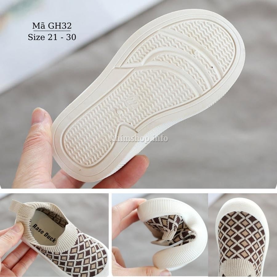 Giày lười bé trai len cổ thun co giãn thoáng mát mùa hè phù hợp cho trẻ em 1, 2, 3, 4, 5 tuổi đi học đi biển GH32