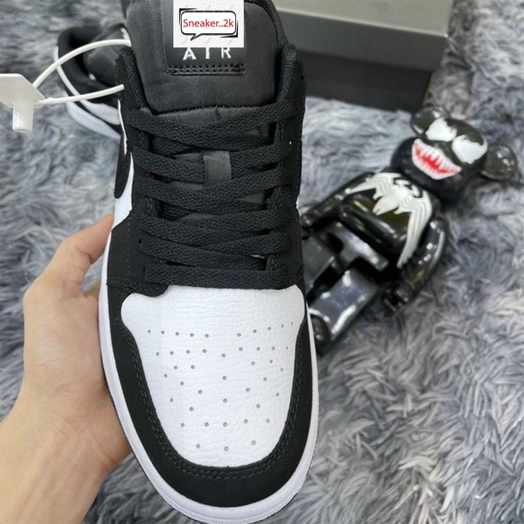 Giày jordan cổ thấp đen trắng, Sneaker nam nữ cổ thấp panda full bill, box