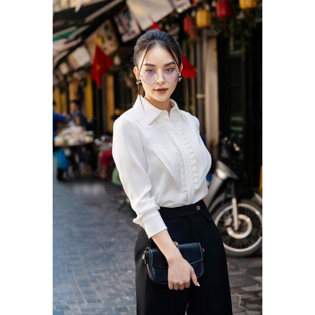 Áo sơ mi công sở kiểu thanh lịch G263 chất đẹp, áo công sở phong cách Hàn Quốc đơn giản nhưng sang trọng dễ phối đồ