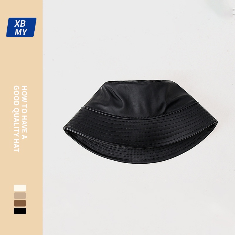 Mũ Bucket Chất Liệu Da PU Chống Nắng Phong Cách Thời Trang Thu Đông Hàn Quốc