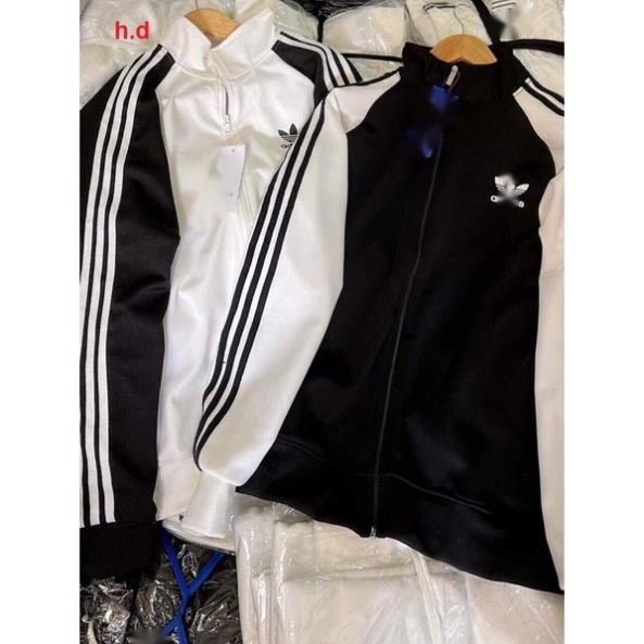 Áo khoác ba sọc logo dáng rộng phối tay chất nỉ nhẹ freesize nam nữ xuongmayconghuong