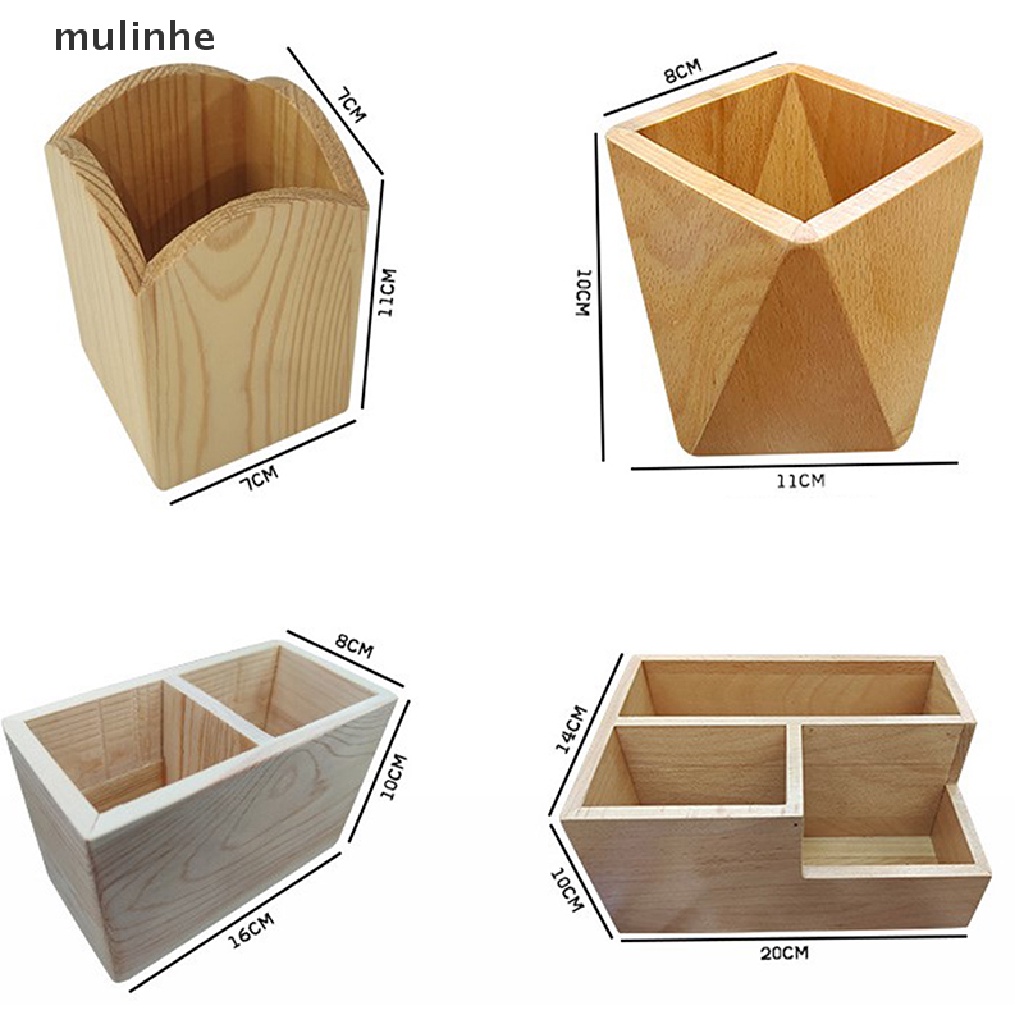 Hộp Gỗ Đựng Bút / Cọ Trang Điểm Để Bàn Tiện Dụng