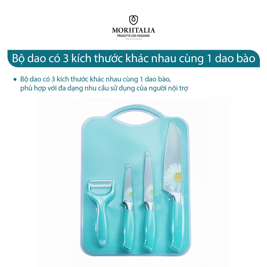 Bộ dao thớt hoa 5 món Moriitalia kháng khuẩn, dụng cụ bếp đa năng 001724