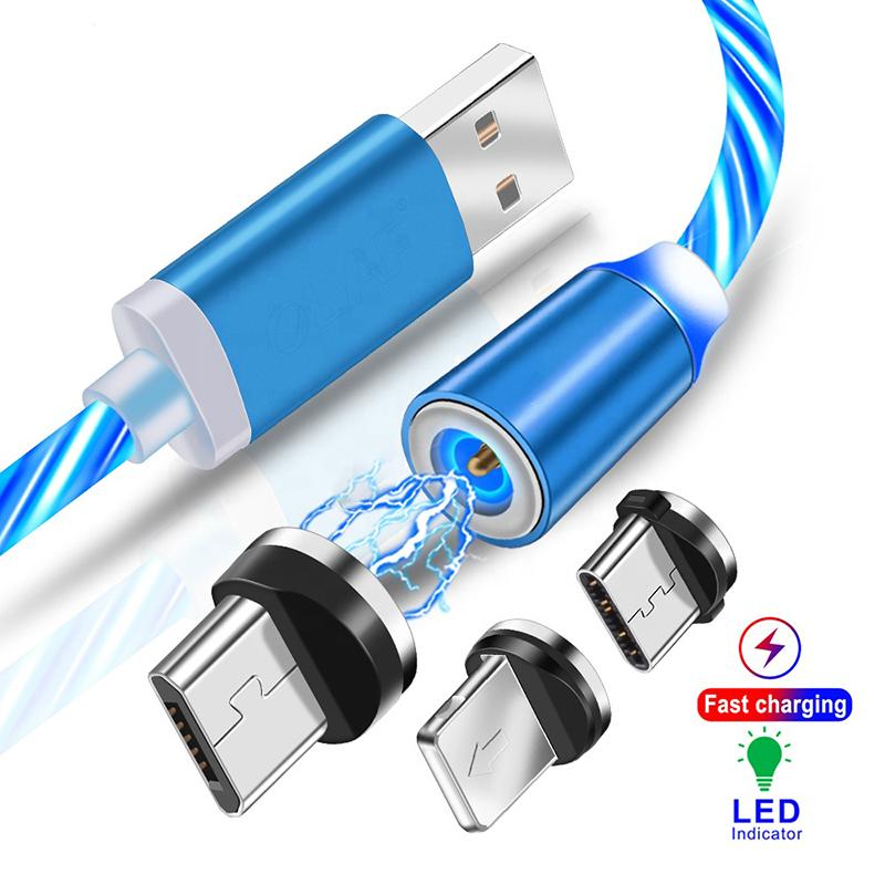 Dây Cáp Sạc Nam Châm Cổng Usb Type C Có Đèn Led Cho Iphone Huawei Samsung