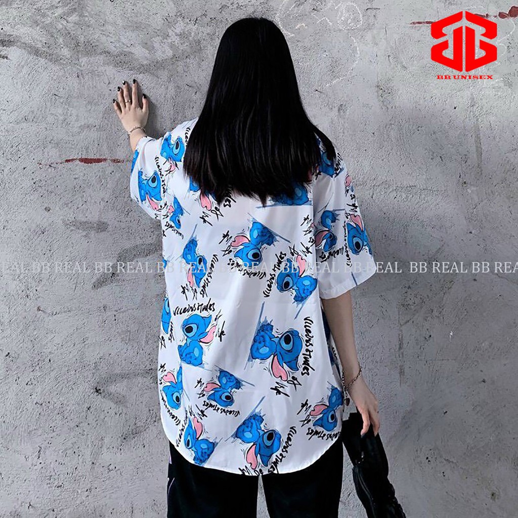 ÁO SƠ MI Tay Ngắn Họa Tiết Dễ Thương DRG Tay Lỡ FORM UNISEX - BB REAL