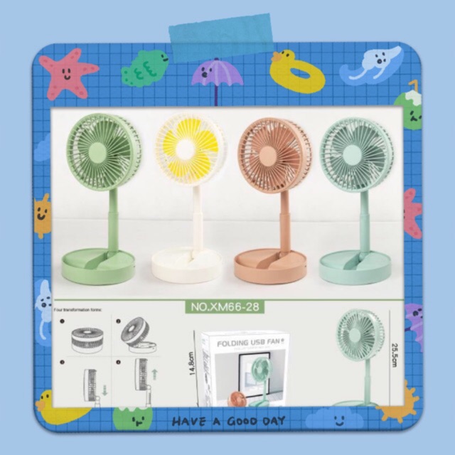 Quạt tích điện mini gấp gọn bỏ túi  ,