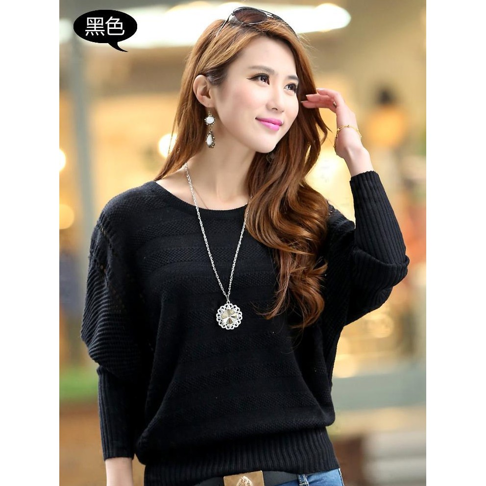 Áo Sweater Tay Dài Cánh Dơi Mỏng Kiểu Hàn Quốc Xinh Xắn Cho Nữ