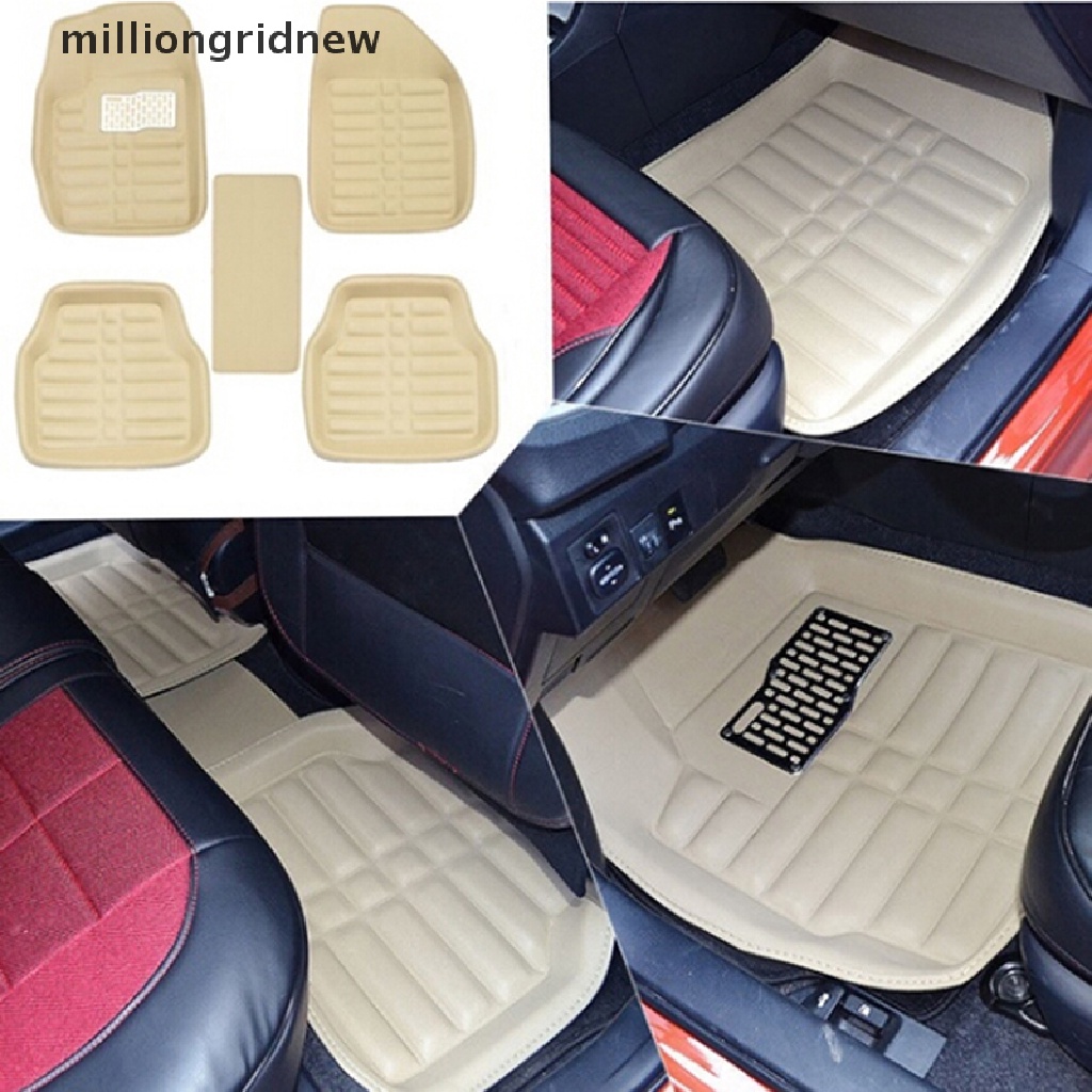 5Pcs/set universal beige car auto floor mats floor liner leather carpet Mgn