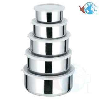Bộ thố inox đựng thức ăn bao gồm 5 hộp đựng có nắp đậy an toàn vệ sinh chất lượng - hộp bảo quản thức ăn