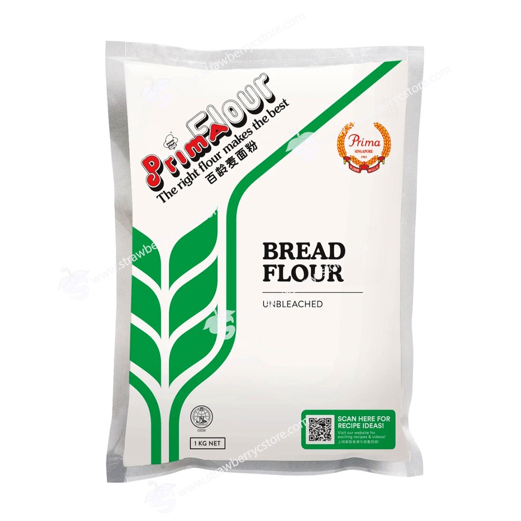 Bột Bánh Mì  Không Tẩy Trắng Prima Unbleached Bread Flour, Túi Màu Xanh Lá 1 Kg