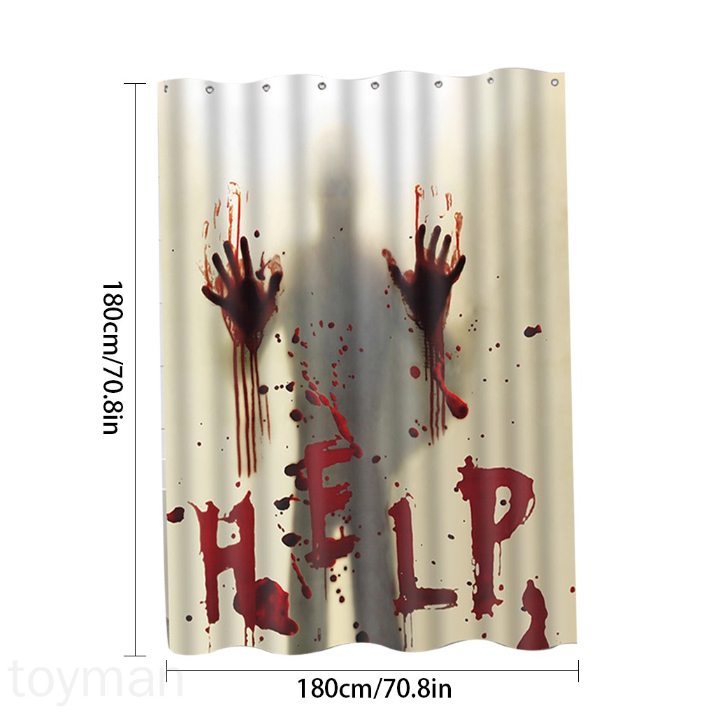 Halloween Themed Shower Curtain Bathroom Shower Bathing Bloody Drape Holiday Scary Decoration toyman