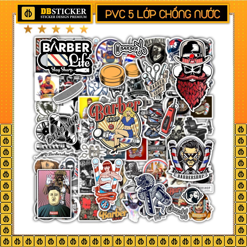 Sticker Baber Shop Tiệm Cắt Tóc | Dán Nón Bảo Hiêm, Điện Thoại, Laptop, Bình Nước...Chống Nước, Chống Bay Màu