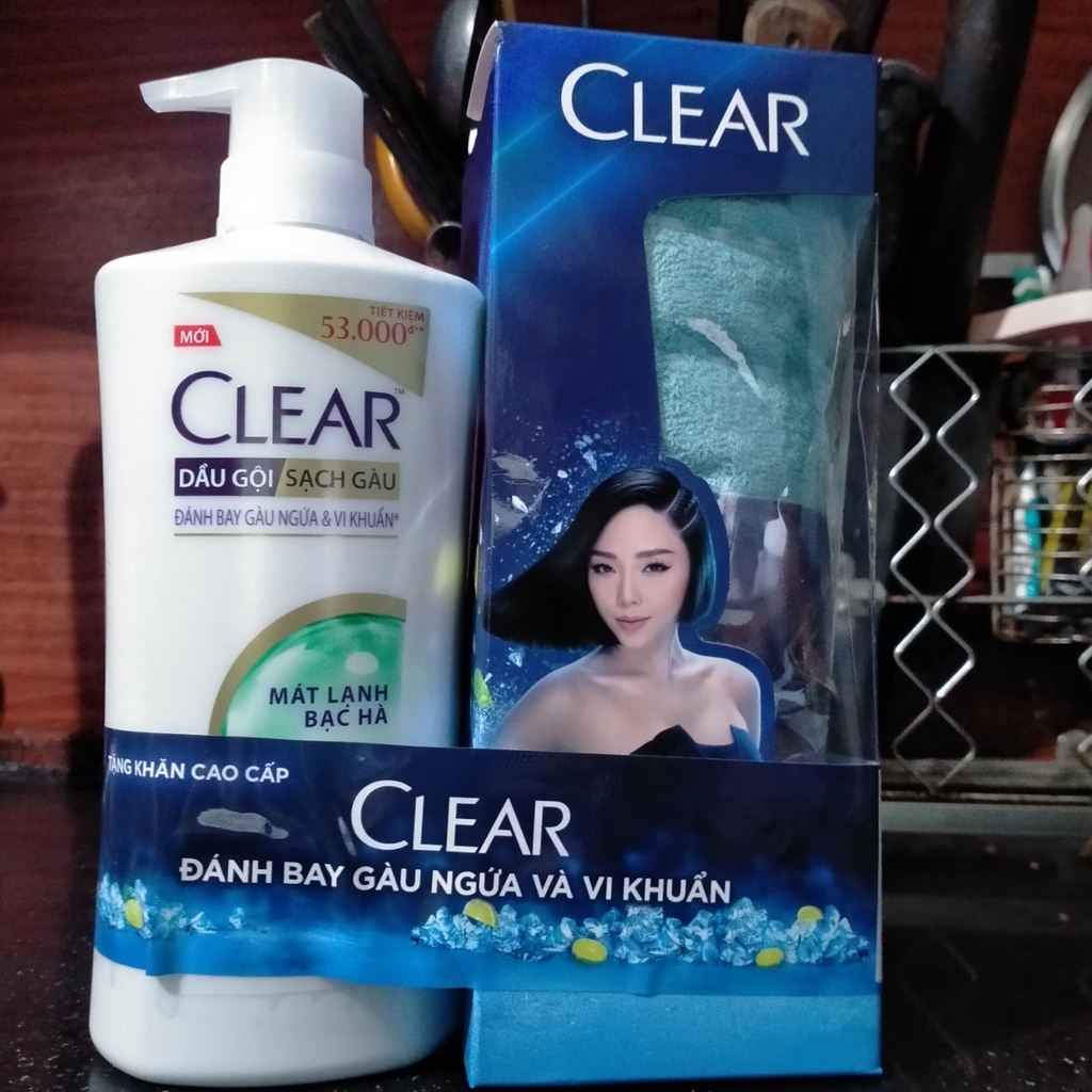 Dầu Gội Đầu Clear Sạch Gàu, Bạc Hà Mát Lạnh Chai 630g/880g tặng quà
