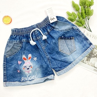 Quần đùi bé gái freesize từ 35-40kg quần short jean mềm thêu mickey - QG46