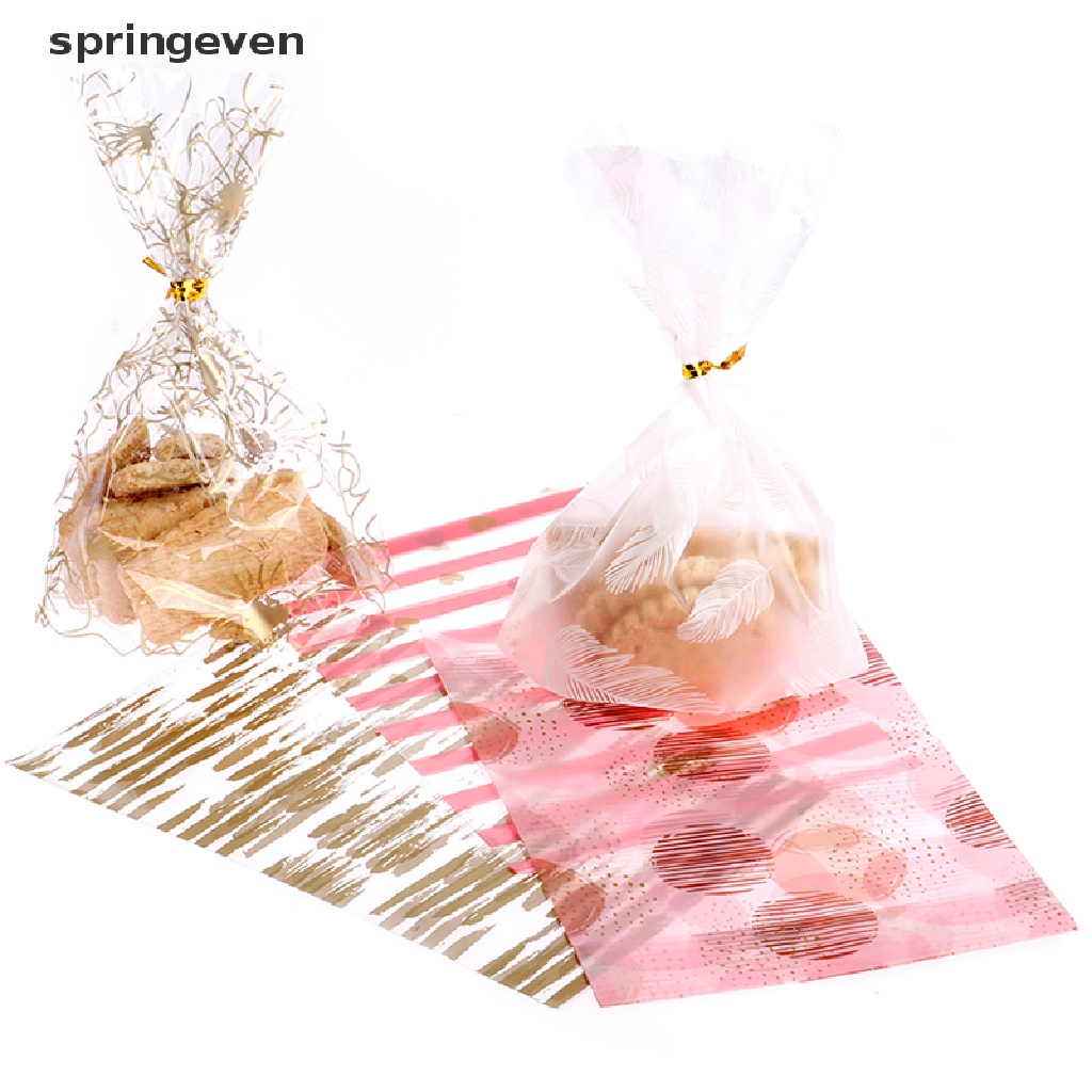 springeven Creative Cookie Candy Bags 50pcs Wedding Birthday Favors Party Plume Plastic Bag RFT