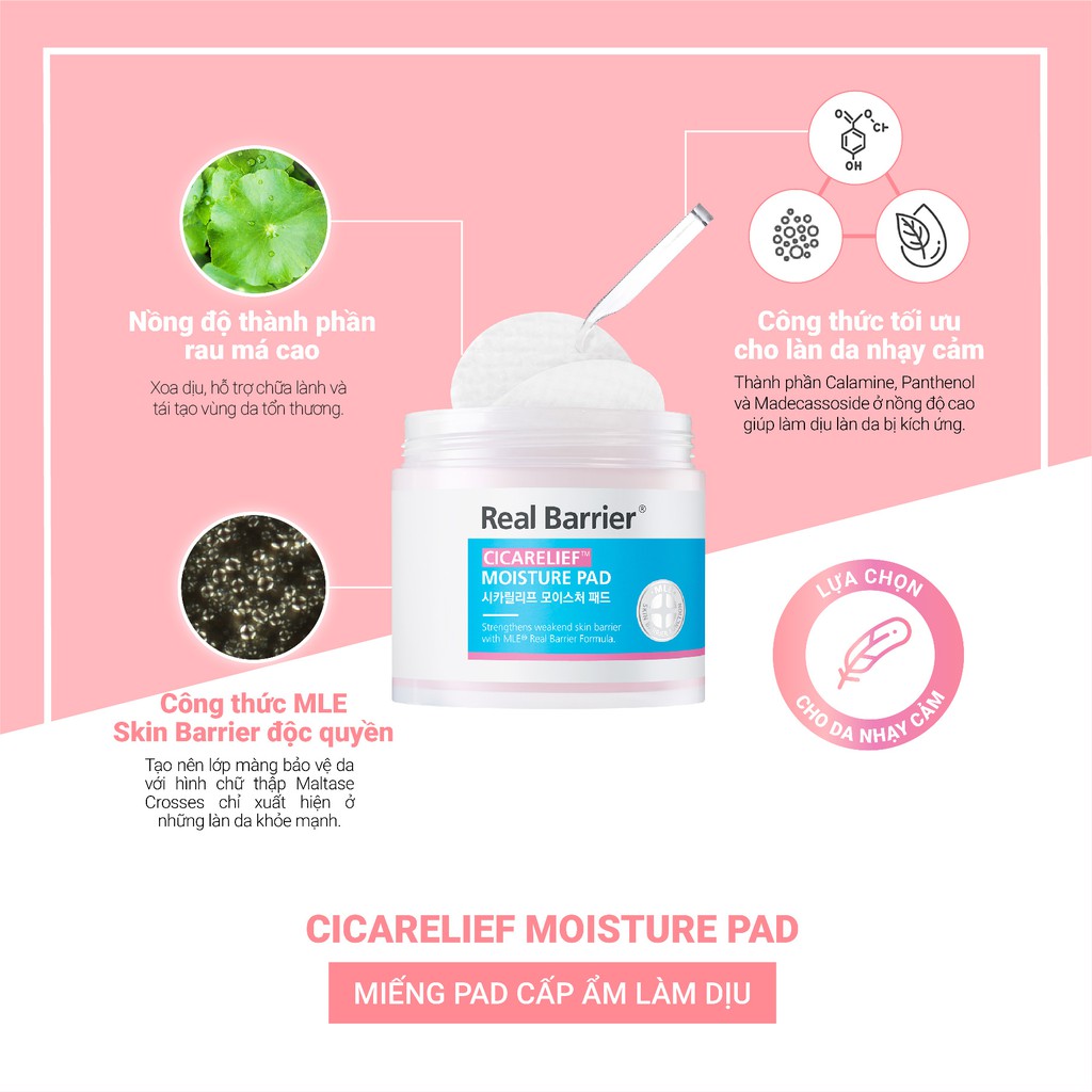 Miếng Pad dưỡng ẩm REAL BARRIER Cicarelief Moisture Pad 150ml