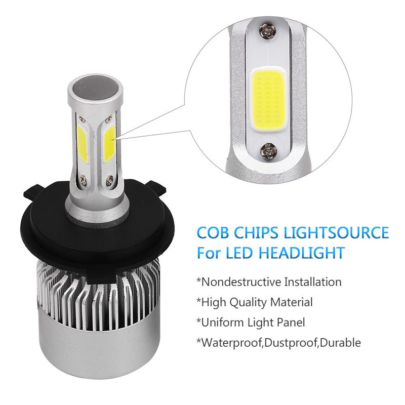 Bộ 2 đèn pha xe ô tô S2 H4 công suất 72W 8000LM