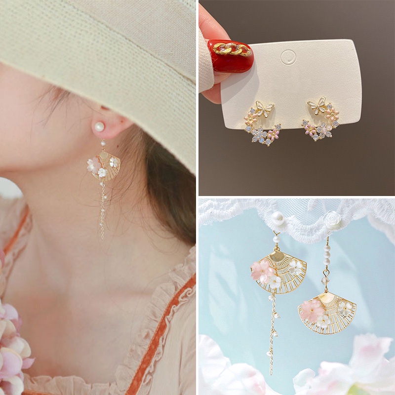 Đôi khuyên tai RINHOO FRIENDSHIP dáng dài tua rua hình cánh bướm thời trang cho nữ