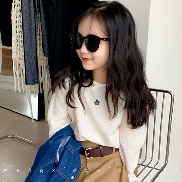 [Hàng Có Sẵn] Áo Thun Cotton Dài Tay Thoải Mái Đơn Giản Cho Bé Gái