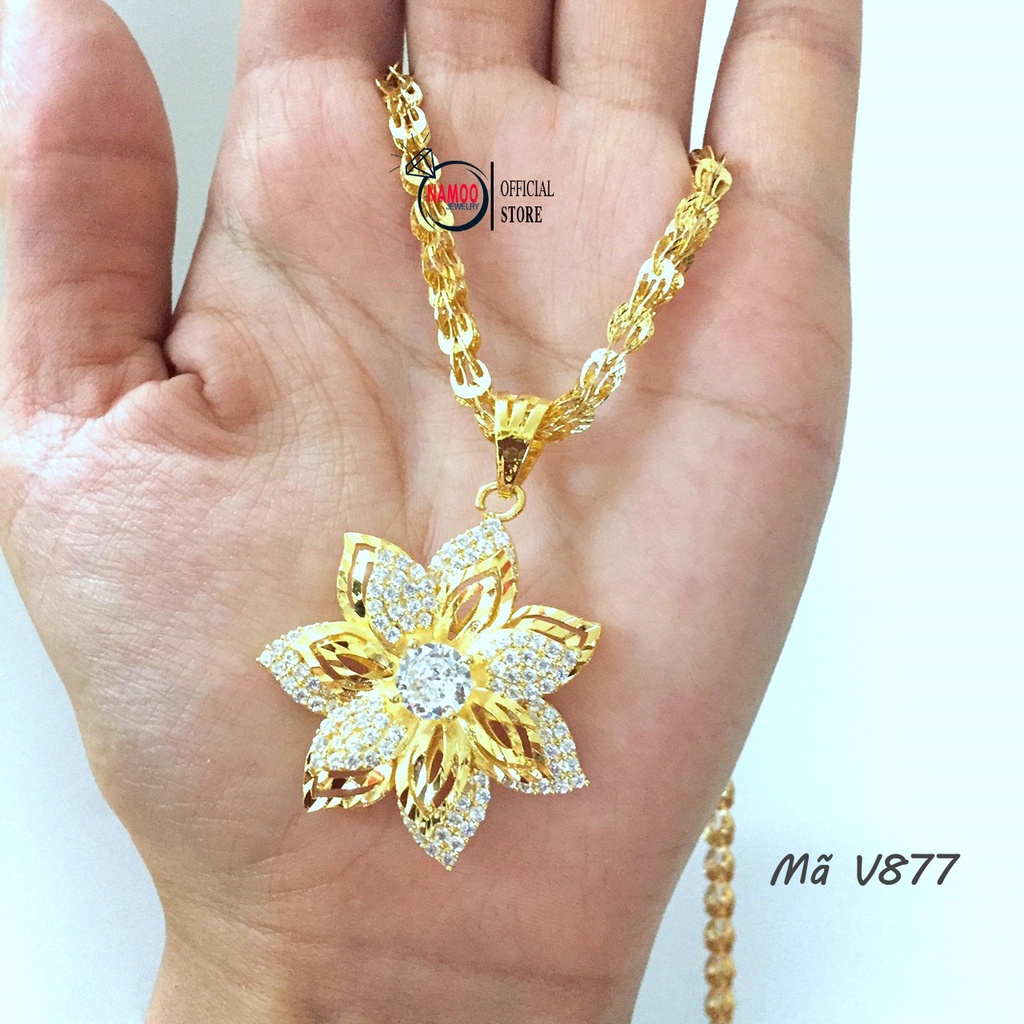 Dây Chuyền Nữ V877 Hoa 5 Cánh Lớn Kết Hợp Dây Phụng V251 DÀi Dây 50cm