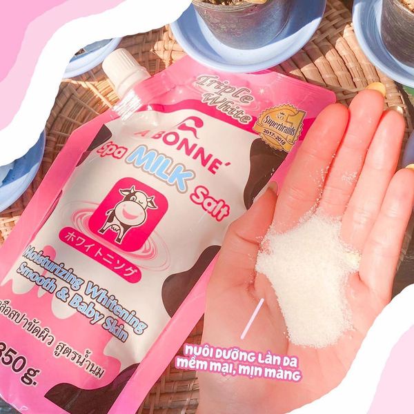 Muối Tăm Sữa Bò Abonne Spa Milk Salt Tẩy Tế Bào Chết Body Và Da Mặt Thái Lan Hương Sữa Tươi Thái Lan Túi 350g