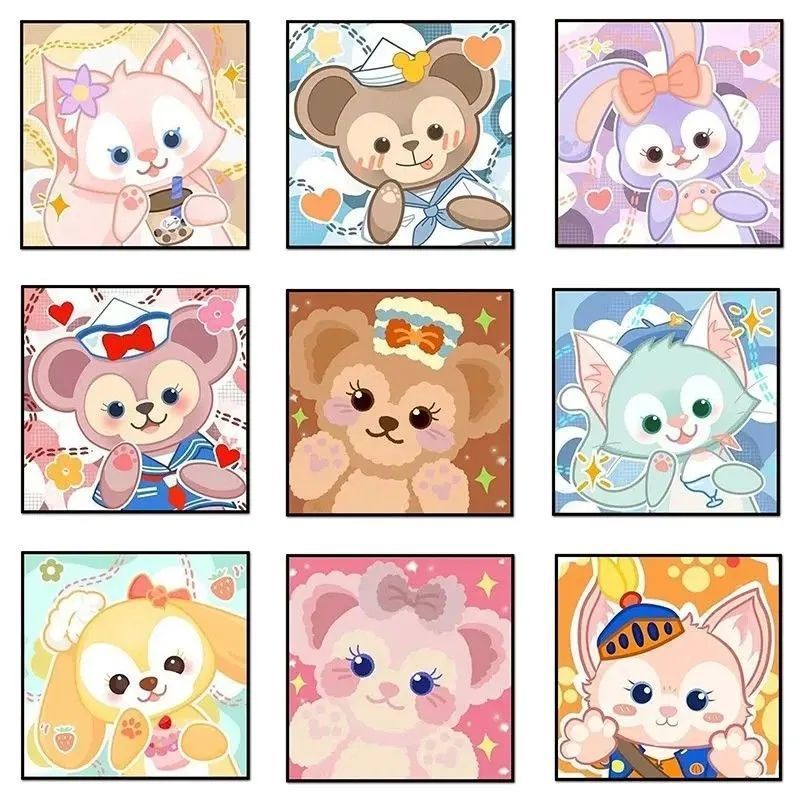 SANRIO Bộ 1 Tranh Đính Đá 5D Tự Làm Kích Thước 30 X 30 Cm Hình Cặp Đôi Trang Trí Nhà Cửa